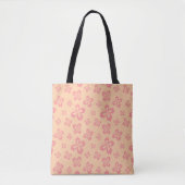 Peach roze Summer Retro Lilies Pattern Tote Bag (Voorkant)