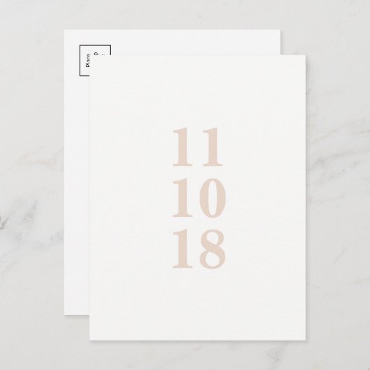 Peach roze typografie sla de datum briefkaart (Voorkant / Achterkant)