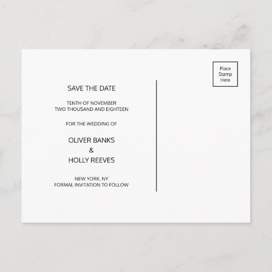 Peach roze typografie sla de datum briefkaart (Achterkant)