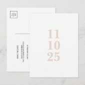 Peach roze typografie sla de datum briefkaart (Voorkant / Achterkant)