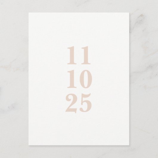 Peach roze typografie sla de datum briefkaart (Voorkant)