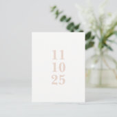 Peach roze typografie sla de datum briefkaart (Staand voorkant)