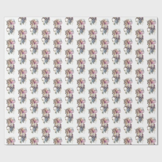 Peach roze Unicorn Dream Cadeaupapier (Vlak)