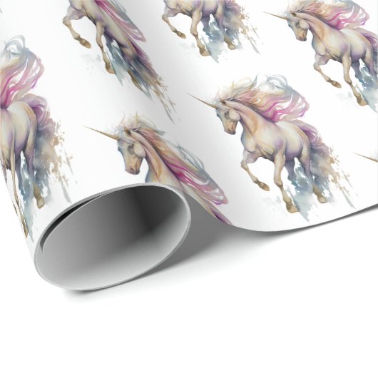 Peach roze Unicorn Dream Cadeaupapier (Rol Hoek)