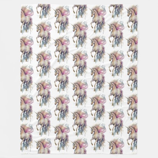 Peach roze Unicorn Dream Fleece Deken (Voorkant)