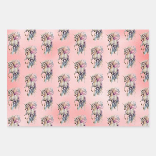 Peach roze Unicorn Dream Inpakpapier Vel (Voorkant)