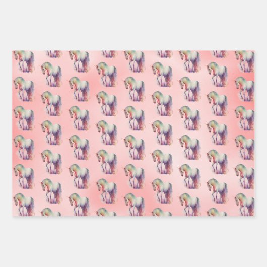 Peach roze Unicorn Dream Inpakpapier Vel (Voorkant 2)