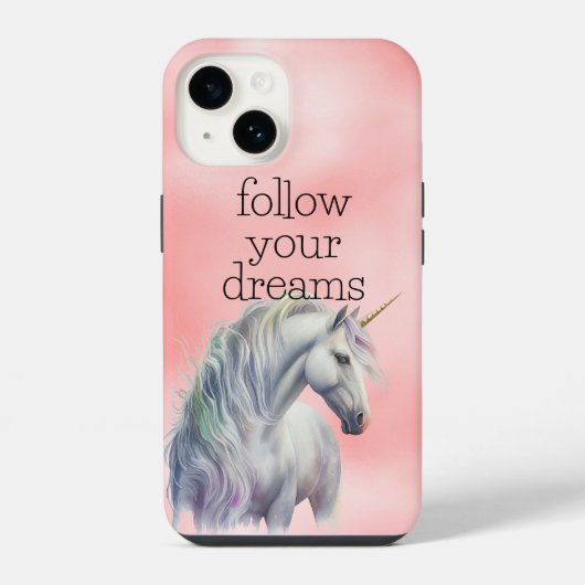 Peach roze Unicorn Dream iPhone Hoesje (Achterkant)