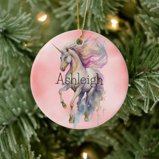Peach roze Unicorn Dream Keramisch Ornament (Boom)