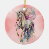Peach roze Unicorn Dream Keramisch Ornament (Voorkant)