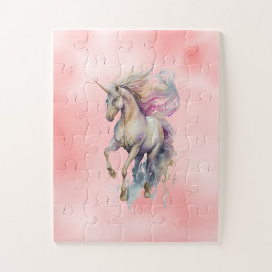 Peach roze Unicorn Dream Legpuzzel (Verticaal)