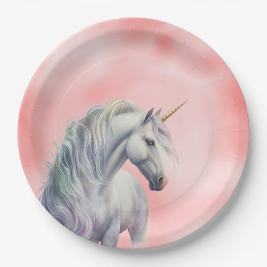 Peach roze Unicorn Dream Papieren Bordje (Voorkant)