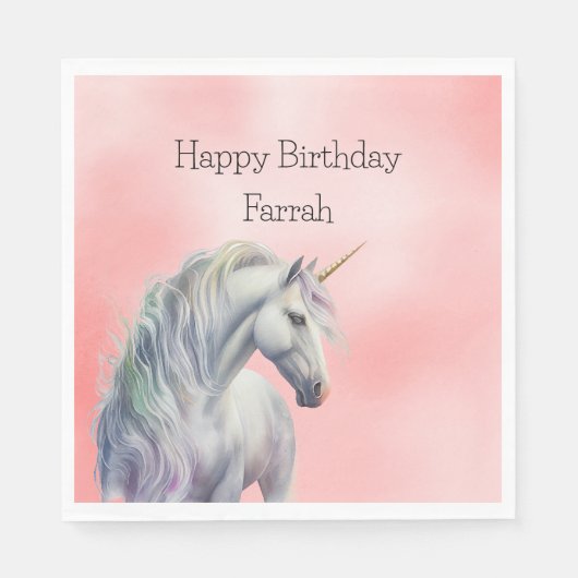 Peach roze Unicorn Dream Servet (Voorkant)