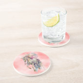 Peach roze Unicorn Dream Zandsteen Onderzetter (Zijkant)