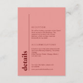 Peach roze vet bruiloft informatie informatiekaartje (Voorkant)