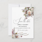 Peach Roze waterverf bloemenbruiloft foto Save The Date (Voorkant)