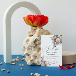 Peach Roze waterverf bloemenbruiloft foto Save The Date