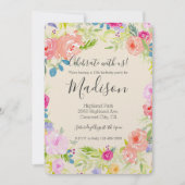  Peach roze Waterverf Floral verjaardag Kaart (Voorkant)