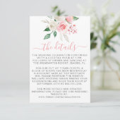 Peach roze Waterverf Floral Weddenschap Informatiekaartje (Staand voorkant)