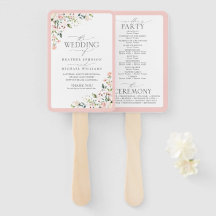 Peach roze Waterverf Floral Wedding Programme