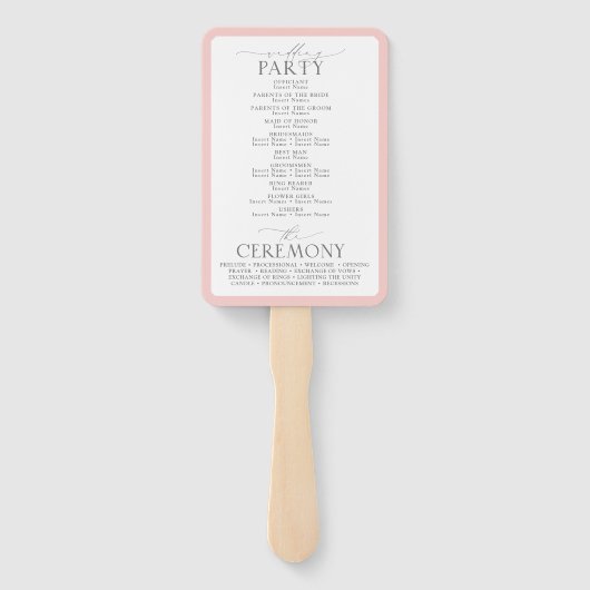 Peach roze Waterverf Floral Wedding Programme Handwaaier (Achterkant)