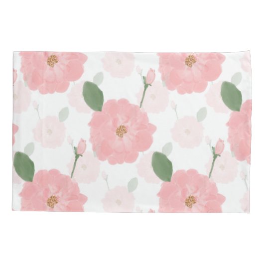 Peach roze Waterverf Paint Rozen Girly Design Kussensloop (Achterkant)