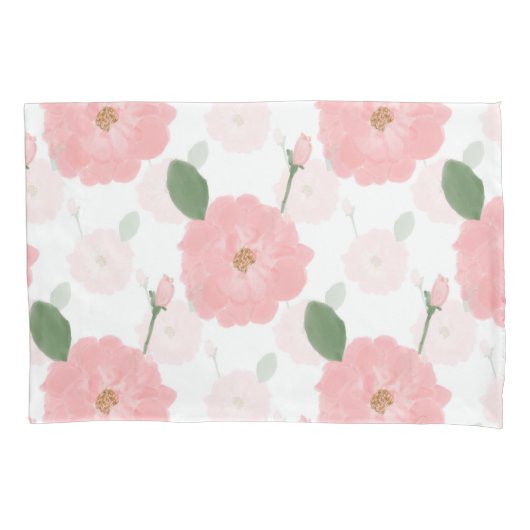 Peach roze Waterverf Paint Rozen Girly Design Kussensloop (Voorkant)