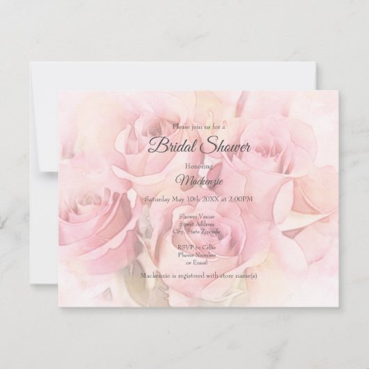 Peach roze Waterverf Rozen Kaart (Voorkant)