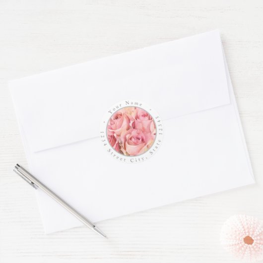 Peach roze Waterverf Rozen Labels (Envelop)