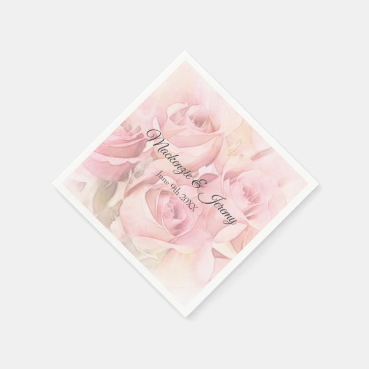 Peach roze Waterverf Rozen Servet (Hoek)