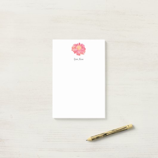 Peach roze Waterverf Zinnia Post-it® Notes (Op bureau)