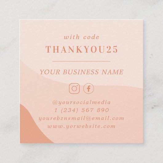 Peach roze Waves Bold Typografie Small Business Kortingskaartje (Achterkant)