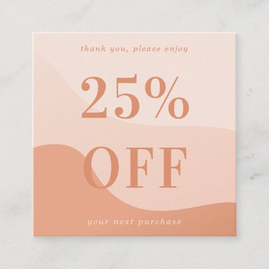 Peach roze Waves Bold Typografie Small Business Kortingskaartje (Voorkant)