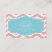 Peach roze White Blue Chevron Personal Visitekaartje (Achterkant)