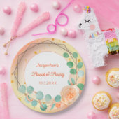 Peach roze white Brunch Bubely Floral Papieren Bordje (Feest)