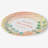 Peach roze white Brunch Bubely Floral Papieren Bordje (Gekanteld)