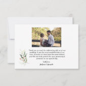 Peach roze White Floral Alphabet Weddenschap Dank  Bedankkaart (Achterkant)