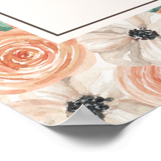 Peach roze White Floral Birthday Party Welcome Poster (Hoek)