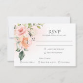 Peach Roze Wit Rozen Menu Keuze RSVP Kaarten (Voorkant)