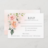 Peach Roze Wit Rozen Menu Keuze RSVP Kaarten (Voorkant / Achterkant)
