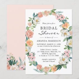 Peach roze witte groene Floral Wreator Vrijgezelle Kaart