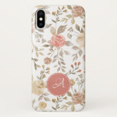 Peach Rozen and Leaves Waterverf Bouquet Monogram Case-Mate iPhone Case (Achterkant)