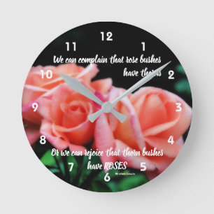 Peach Rozen Attitude Inspirerend Quote Ronde Klok