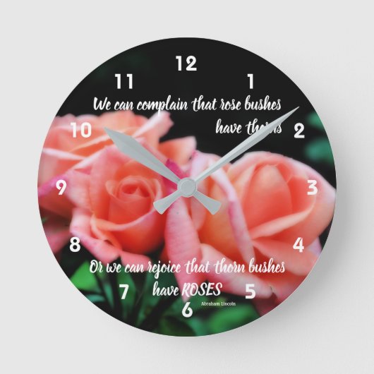 Peach Rozen Attitude Inspirerend Quote Ronde Klok (Voorkant)