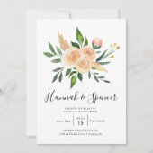 Peach Rozen Bouquet Weddenschap Kaart (Voorkant)