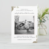 Peach Rozen bruiloft foto uitnodiging (Staand voorkant)