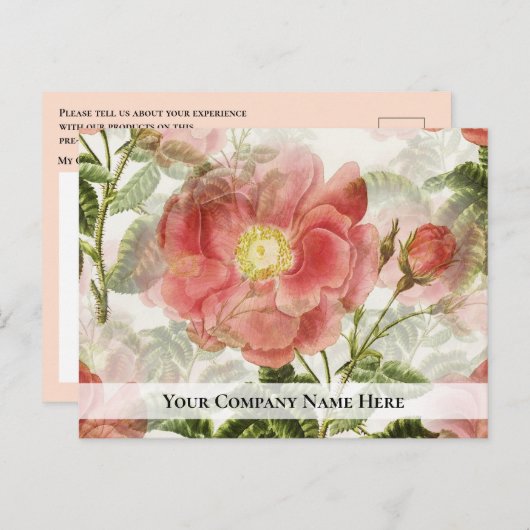 Peach Rozen Business Survey Feedback Briefkaart (Voorkant / Achterkant)