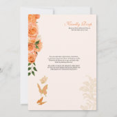 Peach Rozen Butterflies Mariposa Quinceanera Kaart (Achterkant)
