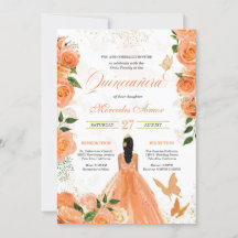 Peach Rozen Butterflies Mariposa Quinceanera