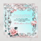 Peach Rozen & Butterflies Verjaardagsfeest Kaart (Voorkant / Achterkant)